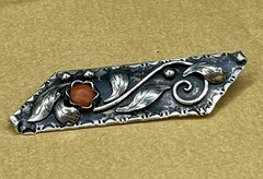 Art Deco German Ivy & Berry CORAL 830 Silver Ring SZ 9.75 & Brooch Spring set