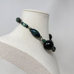 Mid-Century Wood Bead Necklace Choker Green Chunky Avant Garde Unique Vintage