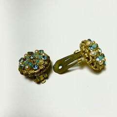 Vintage Jewelry Clip On Gold Tone Round Earrings Made In Austria