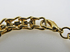Well-Made Gold Tone Prong Set Rhinestone Chain 7 1/2″ Tennis Style Bracelet B1