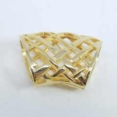 Vintage Gold Tone Scarf Necklace Slide, Woven Open Work Design, Retro Estate