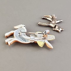 Vintage Enamel Horse Brooch Lot of 2 Brown Donkey With Hat 1 – 1 .75″