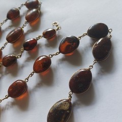 Vintage Bultic Amber Graduated Nuggets Wire Wrapped Necklace 24” 26g