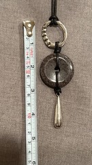 Vintage Stone and Silver Pendant Necklace on Adjustable Leather Cord