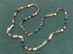 Vintage Artisan Furnace Glass Bead Cane 34″ Necklace 100 Beads Mostly Different