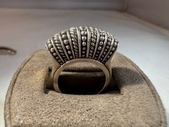 Vintage sterling silver beaded dome ring, size 5.50