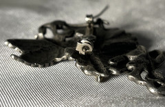 JJ JONETTE Vintage Pewter Pin Brooch Winged Fairy With Purple Sparkles