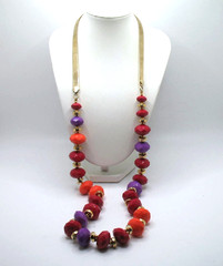 Vintage RJ Graziano lucite bead and goldtone herringbone chain necklace