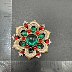 HUGE Jewel Tone Flower Rhinestone Brooch Pin J26