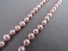 VINTAGE JCM STERLING STAIN PINK CULTURED STRUNG PEARL BEAD COLLAR NECKLACE