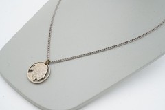 Vintage Necklace Silver Tone Carved Buffalo Nickel 24″