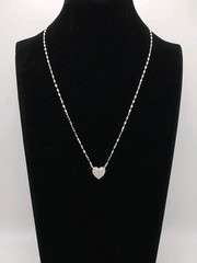 Silver Tone Pave CZ Heart Specialty Chain Necklace Adjustable 18-21” #15