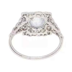 Art Deco VintageRound Cut Lab Created Diamond 14K White Gold FN Engagement Ring