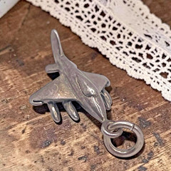 Vintage Military Fighter Jet Plane Aviation 925 Sterling Silver Charm, 1″