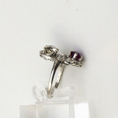 Antique Art Deco Ruby, Old European Diamond Platinum Ring