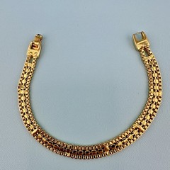 Vintage Rhinestone Bracelet Gold Tone Cup Chain Pastel Color Prong Set Stones 7″