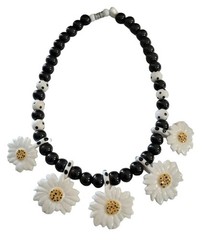 Vintage Flying Colors Ceramic Daisy Flowers Statement Necklace 20″ Daisies RARE!