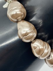 Vintage Roman Bracelet Extra-Large Faux Champagne Baroque Pearls Stretch, Signed