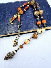3 Pcs Vintage Bead Necklaces Lot Tribal Ethnic Bone Horn Glass Tribal Lot BP