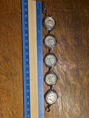 Vtg 7″ SILVER WINGED LIBERTY MERCURY HEAD DIME BRACELET