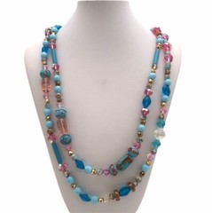 Womens Murano Glass Beaded Necklace Matched 56in Jewelry Vintage