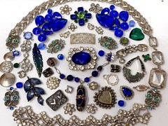 Lot Vintage & Modern Jewelry Parts Broken Repurpose Craft Rhinestones Harvest L