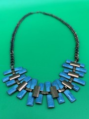 Vintage Estate MCM High End Enameled Copper 23.5” Modernist Statement Necklace