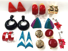 Vintage Stud Earrings Pierced Ear Post Back 1980s Retro Fashion Lot of 10
