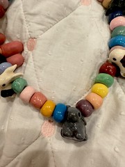 Rare! Chunky 1980s Flying Colors Ceramic Rabbit Necklace