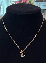 Vintage 1/20 14K Gold Filled Paperclip Chain Necklace with Crystal Drop Dainty