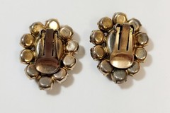 Vintage Juliana Heliotrope Watermelon Rhinestone Earrings Green Orange