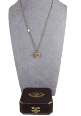 Vintage Juicy Couture Pendant Necklace Gold Tone White Crystal Pave Puffy Heart