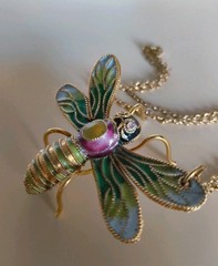 Cloisonné Enamel Dragonfly Ornament Or Pendant NYCO 24″ Chain #0112