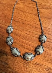 Vintage 60s 3 Piece Faux Turquoise Jewelry Necklace Set Bracelet Earrings ￼