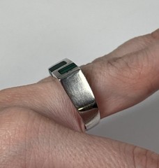 Sterling Silver Malachite Inlay Ring Vintage Men’s Sz 9.75 Mexico