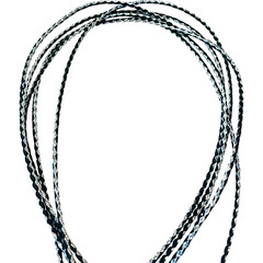 Silver and Black Corded Bolo Tie Strings with Decorative Tips – 36″ – LOT of 5