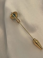 Vintage Gold Filled Stick Pin with Blue Oval Cabochon Women’s Hat/Lapel Brooch