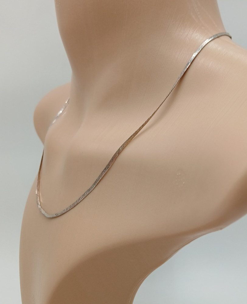 925 Italy Herringbone Necklace 18in Sterling Silver 2g Flat Sleek Unisex Chain
