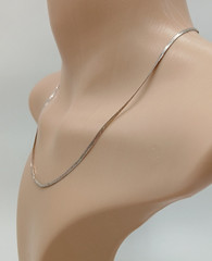 925 Italy Herringbone Necklace 18in Sterling Silver 2g Flat Sleek Unisex Chain