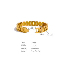 Vintage Gold Plated Stainless Steel Chain Bracelet Waterproof