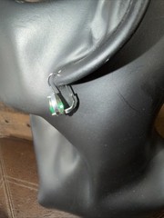 Vintage FAS 925 Sterling Silver Pear Cut Green Emerald CZ Leverback Earrings