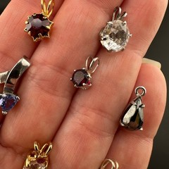 Vintage Crystal Rhinestone Mix Pendant Lot Of 12 Gold Silver Tone Ladies NICE
