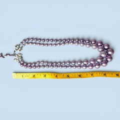 VTG Japan Lavender Purple Double Strand Beaded Necklace Graduated Faux Pearl