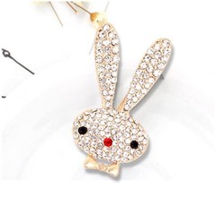 Twinkle Rhinestone Rabbit Animal Brooch Pin for Women Girls Teens Pave Crysta…