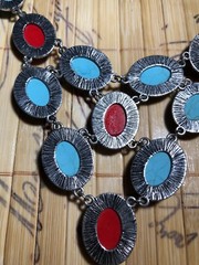 Necklace Womens Ladies Teal & Red Party Casual Nice Tribal Culture Look Pretty