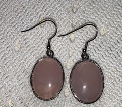 Lot 4 Pc Modern Jewelry CHUNKY ROSE QUARTZ Pendant Necklace Ears Bracelet Lot #9