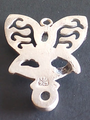 ART DECO STERLING FAIRY ANGEL PENDANT BLUE LACE AGATE AMETHYST SIGN HALLMARK 925