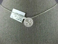 ESTATE LARGE 1.03CT DIAMOND 18KT WHITE GOLD ROUND CLUSTER HALO FLOATING PENDANT