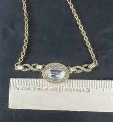 1928 Gold Tone Vintage Style Necklace 7” Long Glamorous Fashion Jewelry