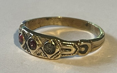 Antique Gold Filled Baby Band Ring TINY Size 0.5 Red Stones PROJECT 🌺🌺